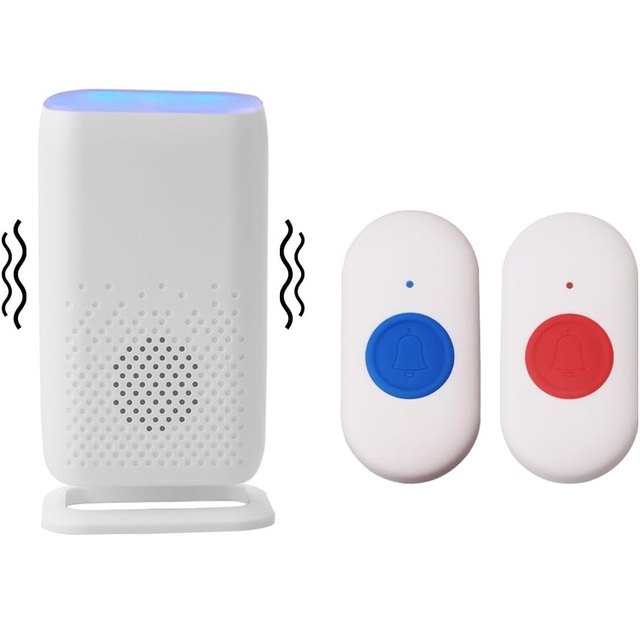 SOS Wireless Call Button Rechargeable USB Elderly Alarm Caregiver Pager Doorbell with Vibration Light