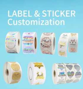 Fabrikpreis Logo 1 Zoll Dankeskarten Postaufkleber Kraftpapier Wasserfeste Geschäftsaufkleber Herz Dankeschön-Aufkleber - Product Image 6