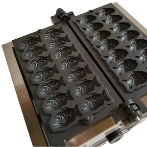 Machine à Taiyaki à double rangée 14 trous, électrique, pour usage commercial en <span class=keywords><strong>boulangerie</strong></span>, machine à gaufres en forme de poisson, revêtement antiadhésif, thermostat réglable (220V) - Product Image 5