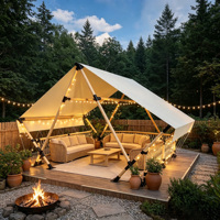 Tente Safari 3x3m en Toile de Coton Oxford avec Matériaux PVC/PVDF, Ouverture Rapide Quatre Saisons, Portable, Une Chambre Droite pour 2 Personnes