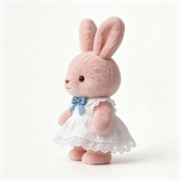 Peluche Lapin Kawaii avec Jupe en Dentelle Blanche et Nœud Bleu, Rembourrage en Coton PP Doux, Peluche Lapin Moelleuse et Confortable