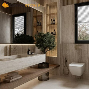 주문 석회화 더블 싱크 손 조각 벽 마운트 욕실 화장대 파우더 룸에 대 한 상단 - Product Image 5