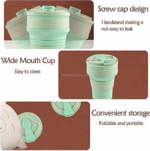 แก้วกาแฟซิลิโคนรูปดาวสีแดงสำหรับเด็ก พับได้ นำกลับมาใช้ใหม่ได้ พกพาสะดวก ความจุขนาดใหญ่ เก็บความร้อน/เย็น แก้วกีฬาเดินทางพร้อมฝาปิดหลอดดูด - Product Image 3