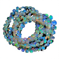 Ópalo Etíope Natural Briolette, Corte Corazón Opalescente Liso, 5-7mm, Peso Personalizable, Cuentas de Piedras Preciosas Sueltas para Hacer Collares