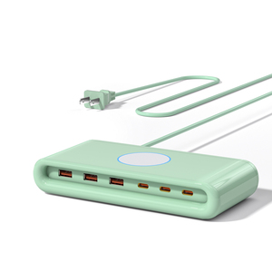 Chargeur de bureau USB 6 ports avec charge sans fil, station de charge rapide 65W PD pour ordinateur portable, tablette, téléphone, utilisation universelle - Product Image 1