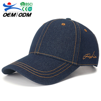 Gorra de béisbol personalizable de verano de 6 paneles, sombrero de protección solar deportivo vaquero bordado, característica de tela lisa, muestra gratis