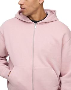 Custom Made Logo Fashionable 450 GSM Zip up Hoodies Men's Heavy Weight 100% Cotton Drop Shoulder Hoodies Oversized For Winter - Product Image 4