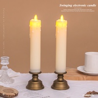 Bougie électronique artificielle rouge, lampe de prière LED du Nouvel An, sans fumée, style Ming & Qing, ornement traditionnel, lumière à combustion continue