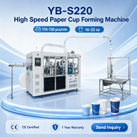 Machine de production automatique de gobelets en papier YB-S220, 15 kW, haute vitesse, équipement de formage de gobelets en papier pour boissons de 16 à 22 oz