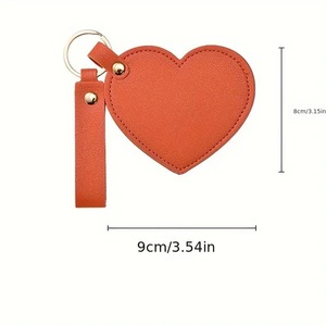 Dễ Thương Túi Nhỏ Móc Chìa Khóa Gương PU Da Hình Trái Tim Mini Du Lịch Nhỏ Gọn Gương Keychain Tùy Chỉnh - Product Image 6