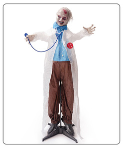 Grande Décoration Animée d'Halloween : Zombie Docteur Fantôme Électrique Lumineux et Balançant sur Pied, Ornement Animatronique - Product Image 6