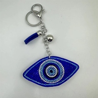 Porte-clés œil en strass transfrontalier, Breloque de sac à pampilles porte-bonheur, Bl