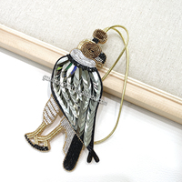 PH121 Nouveauté Patch Aigle en Strass Fait Main, Appliques Aigle et Perroquet de Luxe Scintillantes, Breloque de Sac avec Anneau de Suspension