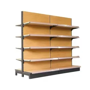 Supermarket Steel Wood Shelves Retail Runda Display Gondola Shelving/rack For Shop