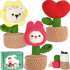 Ensemble crochet DIY Crochet Plante Pot de fleur kit avec tutoriels vidéo Couture Tricot Accessoires Crochet Kit