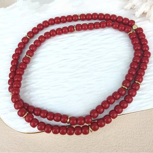 All'ingrosso donna alla moda collana a catena di perline in <span class=keywords><strong>oro</strong></span> lungo perline di corallo rosso usura quotidiana e regalo per le donne - Product Image 1
