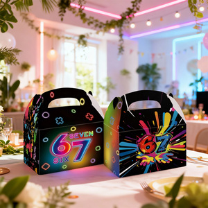 ชุดตกแต่งงานปาร์ตี้รับปริญญาแบบใช้แล้วทิ้ง HLC NEW 67 ธีม SixSeven กล่องป๊อปคอร์น กล่องโน้ต กล่องครัวซองต์ กล่องเฟรนช์ฟรายส์ ของชำร่วยงานปาร์ตี้ - Product Image 6