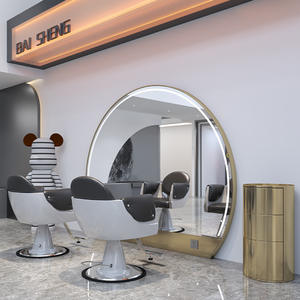 Altri mobili salone doppio lato specchio singolo oro verticale cornice nera specchio parrucchiere stazione barbiere negozio - Product Image 4