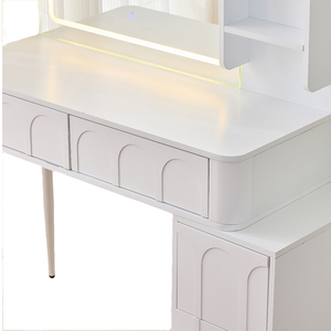 Moderna Scrivania per Trucco Regolabile in MDF con Luci LED, Specchio, 4 Cassetti, Set Toeletta con Sgabello, 3 Colori, Luminosità Regolabile - Product Image 4