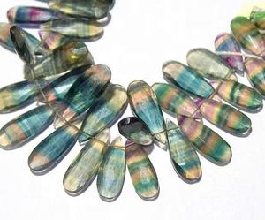 Cuentas de piedras preciosas sueltas facetadas en forma de pera de fluorita, collar/pulsera de joyería, precio al por mayor por hebra, calidad superior Natural - Product Image 2