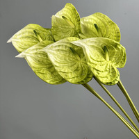 Bunga Artificial PU Anthurium Tekstur 3D Kecil Putih Bird of Paradise Bunga Lotus Dekorasi Rumah Rangkaian Bunga Hias