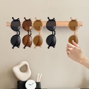 Estante de Pared de Madera para Almacenamiento de Gafas de Sol, 5 Ranuras, Estante de Exhibición de Gafas Resistente - Product Image 1