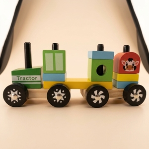 <span class=keywords><strong>Train</strong></span> en bois Montessori, thème général, écologique, jouet interactif pour enfants, véhicule de jeu, blocs de construction |   OEM ODM Vente en gros - Product Image 2