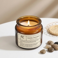 Bougie parfumée artisanale en cire de soja ambre verte, pot en verre avec couvercle en liège, écologique, 85g 3oz, pour Diwali et Pâques