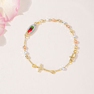 Pulsera <span class=keywords><strong>de</strong></span> cuentas <span class=keywords><strong>de</strong></span> <span class=keywords><strong>Rosario</strong></span> religioso <span class=keywords><strong>de</strong></span> lujo, cadena ajustable, pulseras colgantes <span class=keywords><strong>de</strong></span> cuentas cruzadas <span class=keywords><strong>de</strong></span> la <span class=keywords><strong>Virgen</strong></span> María coloridas católicas - Product Image 5