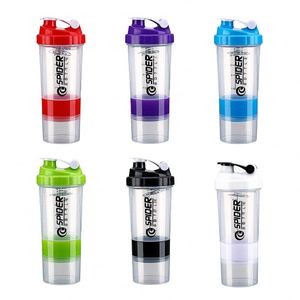 Custom Logo 500ml 3 Compartments Plastic Water <b>Bottle</b> Shakers <b>Protein</b> Shaker Cup <b>Bottle</b> With Storage for <b>Protein</b> Shakes - Product Image 4