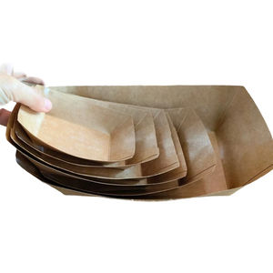 Barquettes jetables en papier kraft pour restauration rapide, forme rectangulaire, pour frites, boîtes à snacks, saladiers et biscuits, à emporter, carrées, en carton - Product Image 1