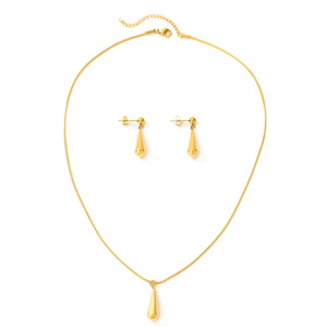 Juego de Joyería de Lujo 2026 Sin Caja, Chapado en Oro, Acero Inoxidable, Collar y Aretes Geométricos para Mujer - Product Image 4