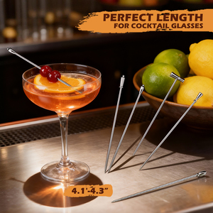 Cocktail personalizzato ecologico in argento raccoglie Fruis in acciaio inossidabile per Cocktail riutilizzabile in metallo spiedini di olive antipasti - Product Image 5