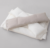 Oreiller combiné 2-en-1 en coton confortable Bellewins avec traction cervicale et protection auditive, bicolore