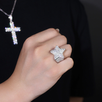 925 argent glacé étoile Design Hip Hop VVS1 Moissanite pavé réglage luxe Bling Fine Moissanite bijoux anneau