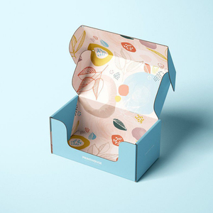 Kartonnen verpakkingsdozen voor kleine bedrijven, cosmetica/huidverzorging, op maat gemaakt logo, blauwe golfkartonnen verzenddoos, goudfolie/opdruk, parfum - Product Image 4