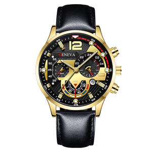Hot-selling men's watch six-hand multi-functional calendar <b>wristwatch</b> sporty luminous quartz leather strap men's watch - Product Image 5