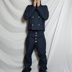 Japanese Denim Raw Fabric Selvedge Jeans and Fashion <b>Jackets</b> Clothing Custom Outfits Blank Jeans Denim Pants Set for <b>Men</b> - Product Image 2