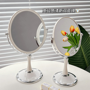 Desktop <b>Makeup</b> <b>Mirror</b> Round Metal Frame 6 8 Inch Double Sided <b>Vanity</b> <b>Mirror</b> For Bedroom Beauty Salon Use - Product Image 4