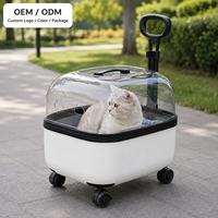 Poussette de luxe rigide multi-animaux pour chats, avec fermeture éclair, en ABS PC solide, roues à frein, valise de voyage capsule spatiale pour grands chats, pour l'extérieur