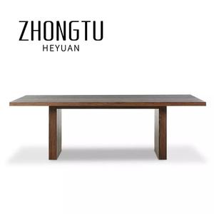 Moderna casa sala da pranzo <span class=keywords><strong>mobili</strong></span> 8 6 posti lungo rettangolare massiccio pannello spesso di quercia legno massello noce scuro macchia tavolo da pranzo - Product Image 4