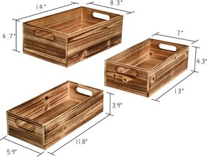 Ensemble de 3 boîtes en bois <span class=keywords><strong>pour</strong></span> le rangement, petites <span class=keywords><strong>caisses</strong></span> <span class=keywords><strong>pour</strong></span> l'affichage et l'organisation, boîtes de rangement de style farmhouse <span class=keywords><strong>pour</strong></span> l'artisanat - Product Image 3