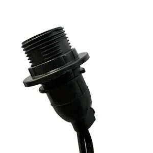 Steker Eu kabel daya lampu kepala dan Pin Switch + E27 dengan satu cincin Spiral lampu ganda kepala kabel daya