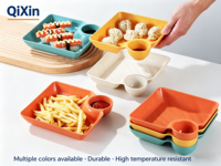 Assiette carrée en PP pour raviolis, plat à vinaigre pour sushi, résistant au micro-ondes, réutilisable, plateau à trempette empilable, vaisselle OEM