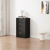 Meuble de rangement compact en métal à 5 tiroirs de 600 mm pour bureau à domicile, panneau encastré, soudé au laser, commode haute noire Obsidian