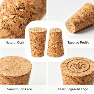Bouchons de bouteille de vin en liège en forme de T, bouchons en liège en bois, bouchons de bouteille gravés avec logo personnalisé, fournisseur en gros, usine OEM ODM - Product Image 3