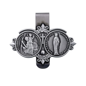 St Christopher And Our Lady Of The Highway Metal <b>Clip</b> Badge For <b>Car</b> Sunshade Decorative Pin Gift Zinc Alloy Buckle Type - Product Image 2