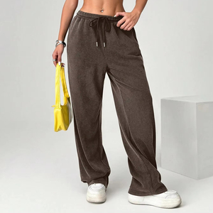 <span class=keywords><strong>Pantaloni</strong></span> da <span class=keywords><strong>Donna</strong></span> in Cotone 100% French Terry 400 Gsm, Lavaggio Acido, Vestibilità Ampia, Colore Nero - Product Image 1