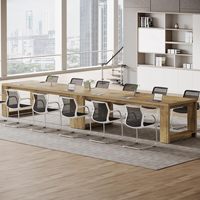 Grande table de conférence pour 6 à 8 personnes, table de réunion rectangulaire de 87 pouces, bureau de salle de séminaire de style ferme pour salle de conférence de bureau