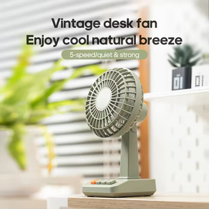Household Vintage Desk Fan 2000mAh Desktop Usage 5 <b>Gear</b> USB Electric Portable Rechargeable Mini on Fan - Product Image 3